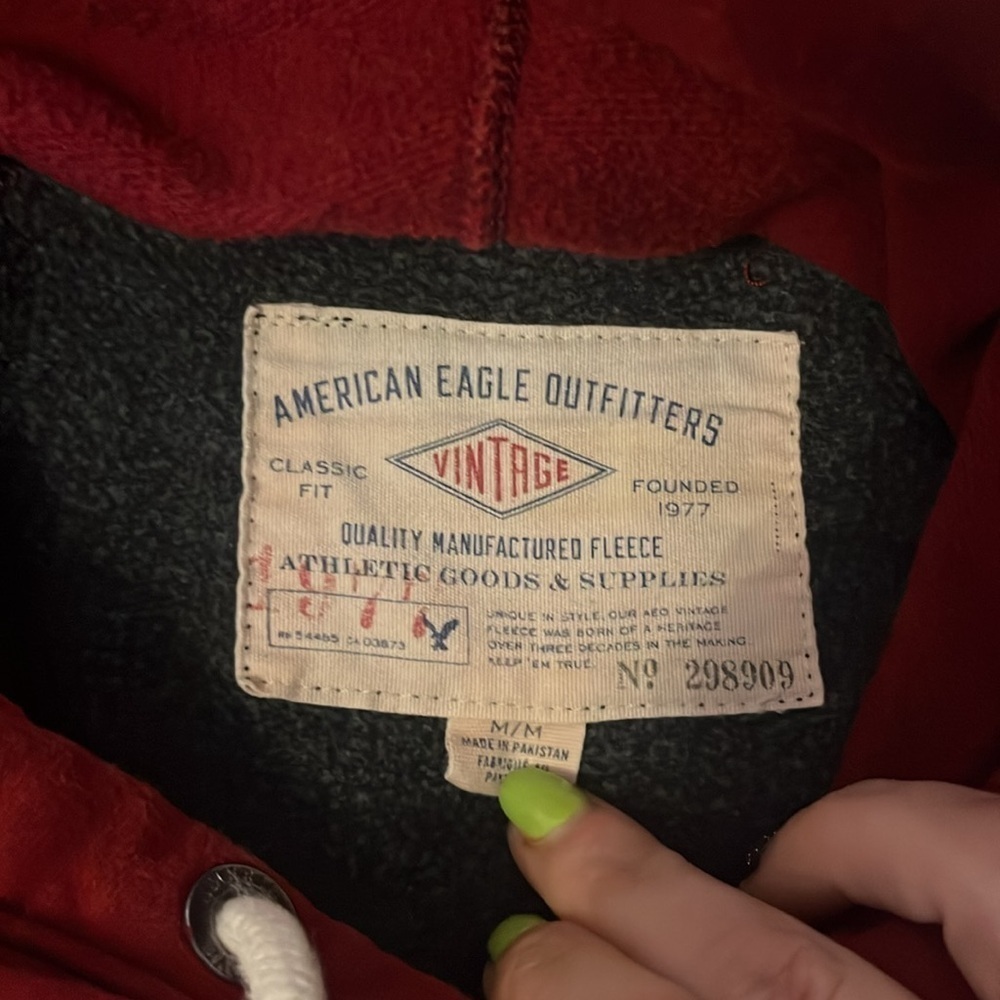 MM192 American eagle outfitters two tone screen printed hoodie - Picture 9 of 10